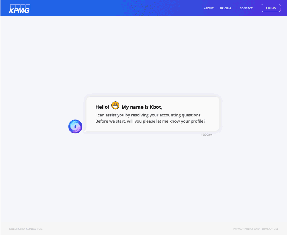 K-Bot prototype conversation for the Associate
