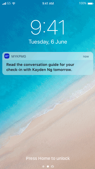 Manager receives conversation guide reminder